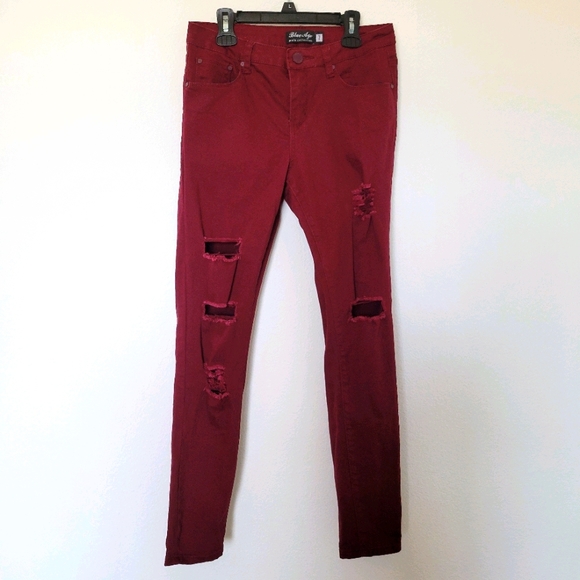 Blue Age Distressed Burgandy/Wine Jeans Size 7 - Picture 2 of 8